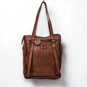 Harbour 2nd Cognac Leather Backpack Convertible Brown Shoulder Tote Bag - Picture 1 of 24