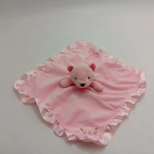 Stepping Stones Pink Teddy Bear Lovey Plush Baby Toy Security Blanket Satin Trim - Picture 1 of 5