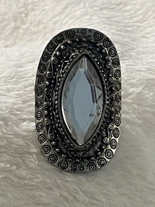 Western Large Gem Ring US Size 5 Stretch Back - Picture 1 of 3