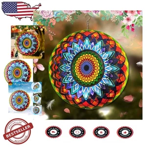Robuster 12" Metall Wind Spinner - Laser geschnittenes Mandala Sonne Blume, wetterbeständig - Bild 1 von 9