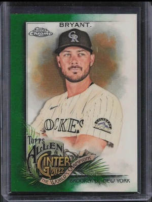 2022 Topps Allen & Ginter Chrome Kris Bryant #24 Green Refractor /99 Rockies - Image 1 of 2