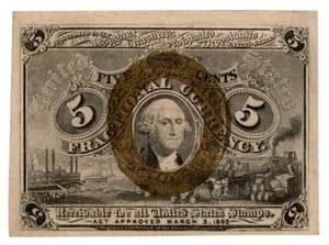 US 5c Fractional Currency Note 2nd Issue w/ 18-63 Fr.#1233 - Picture 1 of 2