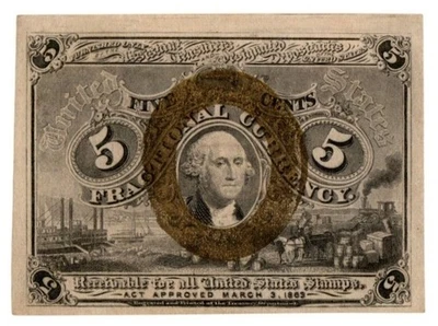 US 5c Fractional Currency Note 2nd Issue w/ 18-63 Fr.#1233 - Image 1 of 2