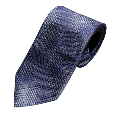Lanvin Paris Tie 100% Silk Made in France Mesh Woven Blue 3.75" - Image 1 of 4