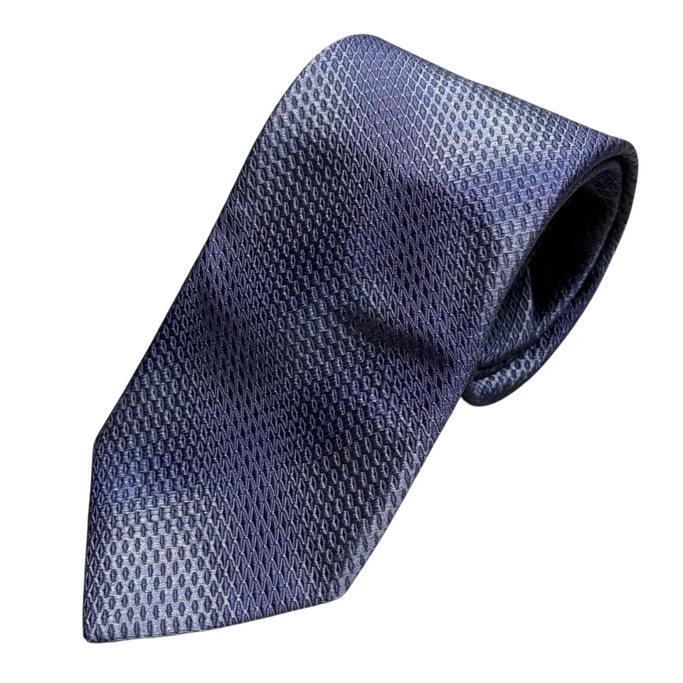 Corbata Lanvin Paris 100% Seda Hecha en Francia Malla Tejida Azul 3.75" Foto 1 de 4
