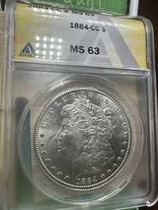 1884 CC ANACS Ms 63 Morgan Silver - Picture 1 of 6