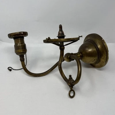 Aplique japonés antiguo de latón eléctrico y gas lámpara de pared enchufe P&S ¡FUNCIONA!! Foto 1 de 4