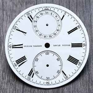 ULYSSE NARDIN SPLIT SECONDS CHRONOGRAPH POCKET WATCH ENAMEL DIAL A4 - Picture 1 of 4