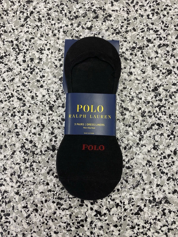 Polo Ralph Lauren Dress Liners 3 Pairs Sock Sze 10-13 Black