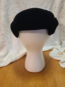 Vintage schwarze Samt Mütze Kappe von Amy New York Earl Coats Silversteins Etikett - Bild 1 von 9