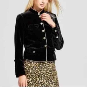 WHO WHAT WEAR NWT BLACK VELVET STRETCH MILITARY JACKET SIZE 1X - Picture 1 of 5