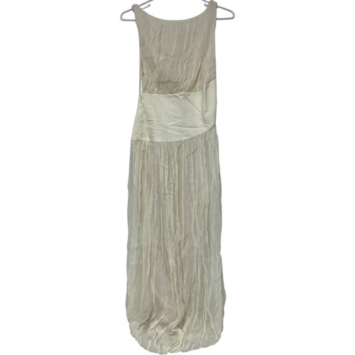 OFF WHITE Abito midi donna Zara taglia XS bianco sporco gonna a palloncino raso fascia 8212 219 nuovo con etichette