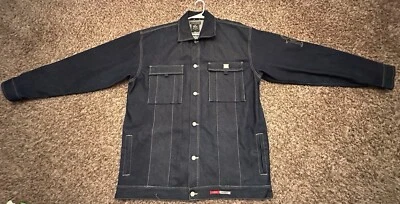 Chaqueta de mezclilla azul abotonada vintage Y2K Cash Money CM$ Hip Hop para hombre talla 2XL Foto 1 de 4