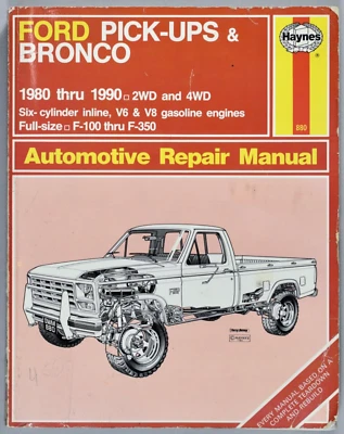 Ford Pick-up Bronco 1980 a 1991 2x4 4x4 6 cilindros V6 V8 Haynes manual de reparación Foto 1 de 4