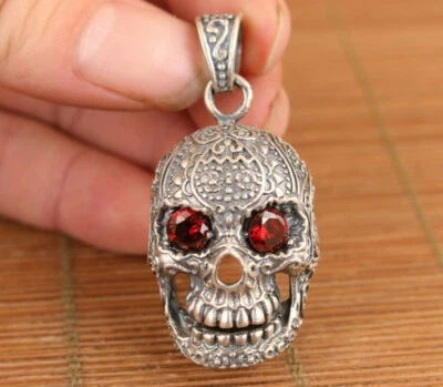25g Genial Estándar Plata Calavera Estatua Colgante Collar Netsuke Noble Niño Regalo Foto 1 de 4
