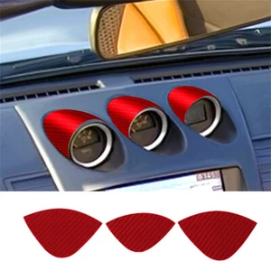 3×Red Carbon Fiber Console Dashboard Speedmeter Pad Trim For Nissan 350Z 2003-09 - Picture 1 of 11