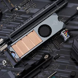 M.2 NVME PCIE SSD Cooler Copper Substrate Heatsink Radiator Fin 4Pin PWM Min Fan - Picture 1 of 10