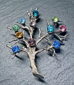 DE COLECCIÓN FIRMADO CH TONO DORADO MULTICOLOR ÁRBOL DE LA VIDA BROCHE E804 - Imagen 1 de 7