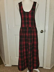 Vintage WOOLRICH Damen Pullover Kleid Gr. S rot kariert Flanell Knopfleiste - Bild 1 von 13