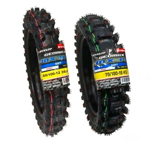 Dunlop 60/100-12 70/100-10 Tires MX34 Racing Front Rear Set 45273501 45273506 - Picture 1 of 8