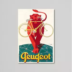 Vintage Art Deco Poster, Peugeot Bicycles by Georges Favre 1928 - Picture 1 of 4