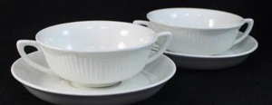 2 tazones planos de sopa crema Adams EMPRESS WHITE con platillos EXCELENTE ESTADO - Imagen 1 de 6