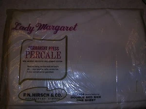 Vintage Lady Margaret Sheet No Iron Percale Double 81 x 104 NIP P. N. Hirsch & C - Picture 1 of 2
