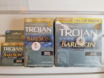 Preservativo de látex lubrificado fino TROJAN Bareskin Get Closer caixa de varejo escolha lacrada - Imagem 1 de 2