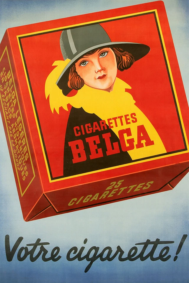 Cigarrillos Belga Publicidad Original Vintage Arte de Pared Decoración del Hogar - PÓSTER 20x30 Foto 1 de 4
