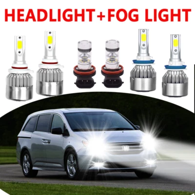 For Honda Odyssey 2011-2017 Combo LED Headlight Fog Lights 6x Bulbs Kit 6000K - Image 1 of 4