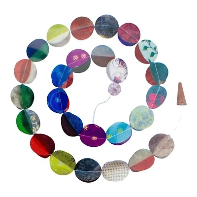 Guirnalda vertical círculos giratorios Eco Pape 5 pies hecha a mano comercio justo decoración del hogar Foto 1 de 4