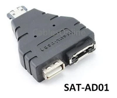 eSATAp (Power over eSATA) Male to USB-A Female / eSATA Female Adapter, SAT-AD01 - Image 1 of 3