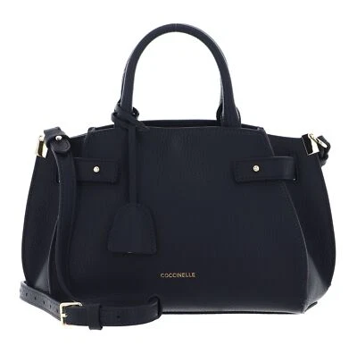 COCCINELLE Kliche Handbag Grained Leather Handtasche Tasche Midnight Blue Neu