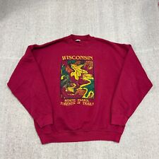Vintage Wisconsin State Parks Sweatshirt Mens XXL Red 1990s Forest & Trails