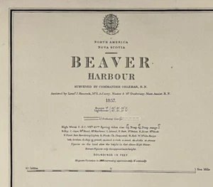 1857 Beaver Harbour Nova Scotia Antique Sea Coastal Map Atlantic Canada (1859) - Picture 1 of 7