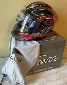 Vega Stealth Helmet F117 Carbon Fiber Red Torch Graphic W/ Quick Release Size M - Picture 1 of 9