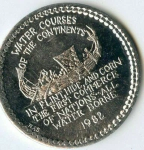 Mardi Gras Doubloon Krewe of Proteus 1982 aluminio - Imagen 1 de 2
