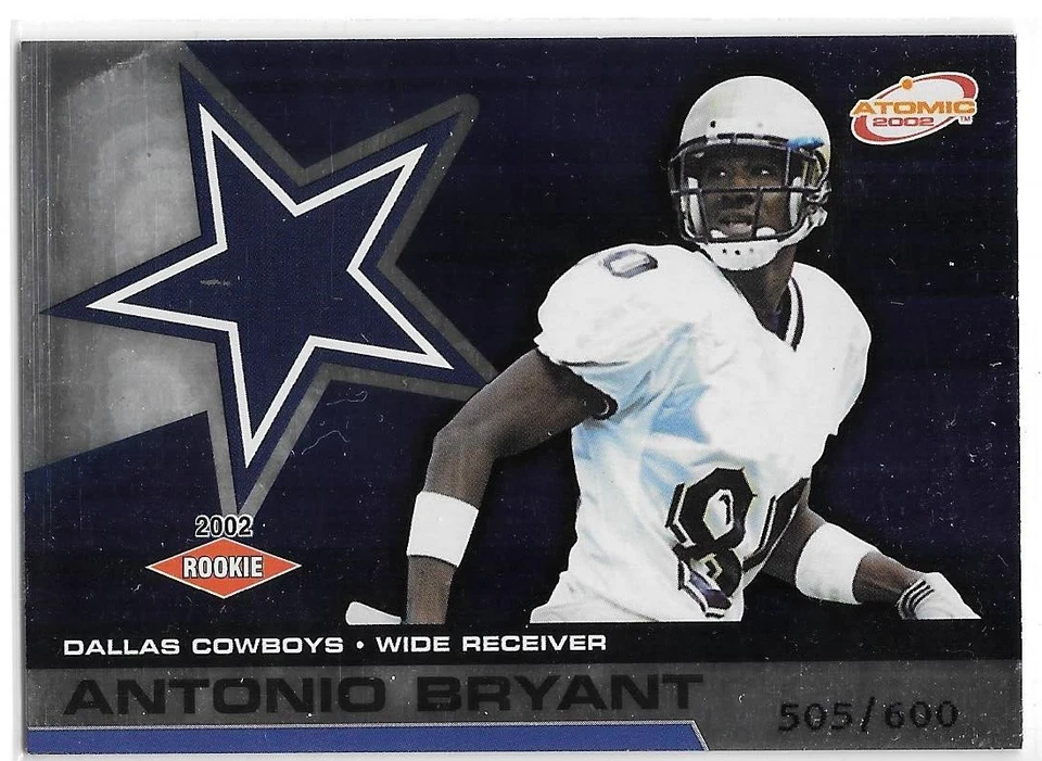 ANTONIO BRYANT ROOKIE SERIAL /600 2002 PACIFIC ATOMIC 103 DALLAS COWBOYS - Image 1 of 1