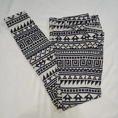 Defectos H&M Divididos Para Mujer Talla 6 Estampado Tribal Delgado Pierna Ajustada Geométrica Hippy Foto 1 de 4
