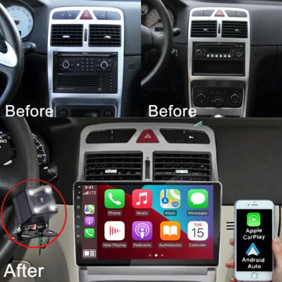 Android 14 Car Radio Stereo GPS Wifi Navi CarPlay For Peugeot 307 2002-2013 +Cam - Image 1 of 4