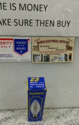 BULBRITE / 25CTC/25/  25W 130V /Clear CANDELABRA Torpedo-Chandelier Base(L27LOBY - Image 1 of 4