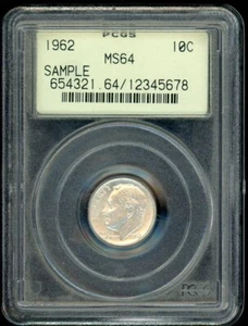 1962-P Roosevelt Dime PCGS Sample MS64 Graded - Picture 1 of 2