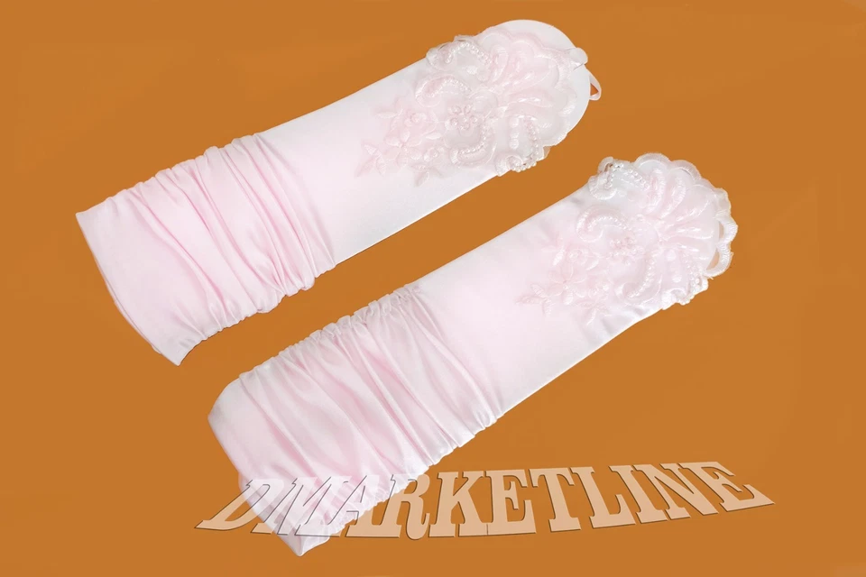 GUANTES DE BAILE DE SATÉN Y ENCAJE ELÁSTICOS SIN DEDOS PARA BODA GRADUACIÓN Foto 1 de 1