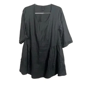 Túnica de Vestido Animale 100% Lino Lagenlook Negra Talla M - Imagen 1 de 6