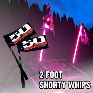 PAIR of Shorty 2ft LED Whips Spiralin chase fade Bluetooth App Sand Rail UTV 4X4 - Picture 1 of 12