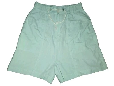 Pantalones Cortos Mujer Años 80 90 Vintage Cintura Elástica Pierna Alta Ancha Aqua Mamá Talla L Foto 1 de 4