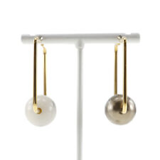 CELINE square hoop earring Plated Gold/Fake pearl 17.5g Women