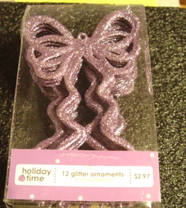 Holiday Time Glitzerband Schleife Schmetterling? Ornamente lila/violett in Box NOS - Bild 1 von 2