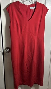 Kasper Red Vneck Dress Size 10 - Women's Work Dresses - Picture 1 of 9