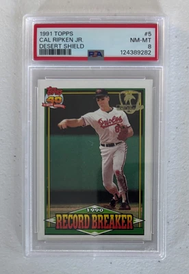 Topps Baseball 1991 #5 Cal Ripken Jr. Desert Shield PSA 8 casi nuevo-como nuevo Foto 1 de 2